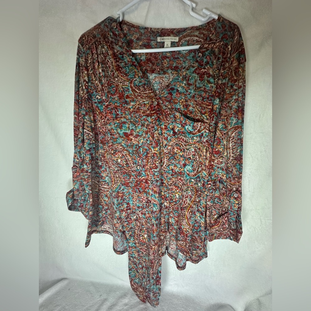 Cato Paisley Women's Blouse - Red and Blue